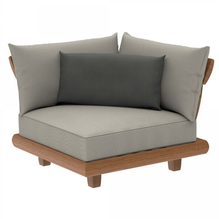 Alexander Rose Outdoor Sorrento Lounge Corner Modular Chair with Cushion, Niebla
