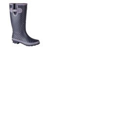 Woodland Womens Black Polka Dot Tall Wellington Boots