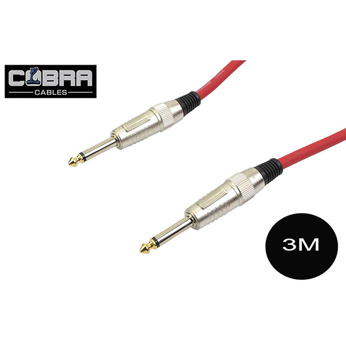 1/4" (6. 35mm) Mono Jack to Jack Cable Red 3m