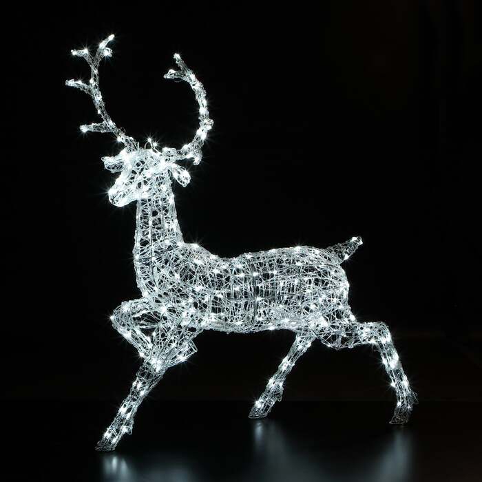 Noma Christmas Spun Acrylic 1. 4M Light Up Woburn Stag with 300 White LED's
