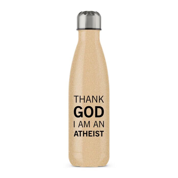 Thank God I'm An Atheist Water Bottle - Gold Glitter, One