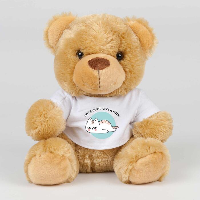 Cats Don't Give A Fuck Swear Bear - Brown, Small
