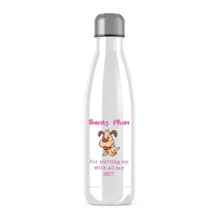 Thanks Mum - All My Shit Water Bottle - White, One