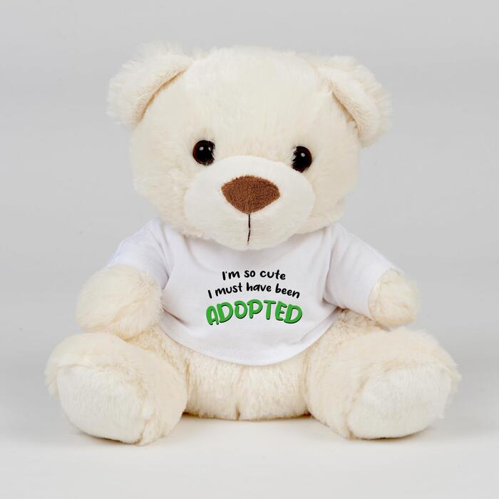 So Cute I'm Adopted Swear Bear - Cream, Medium
