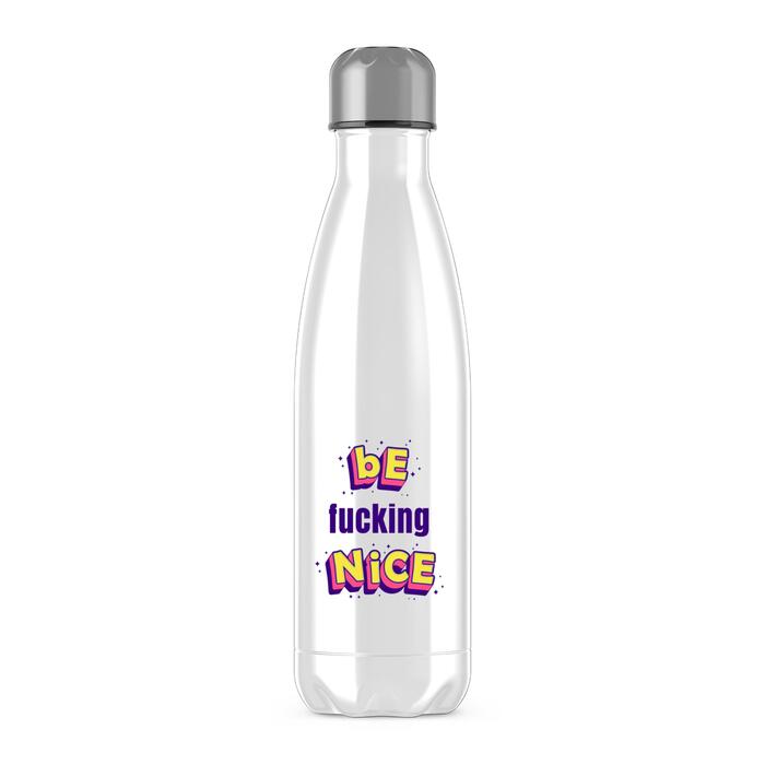 Be Fucking Nice Water Bottle - White, One