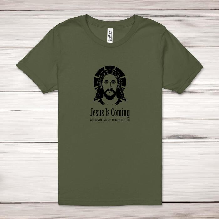 Jesus Is Coming Adult T-Shirt - Military Green, Small