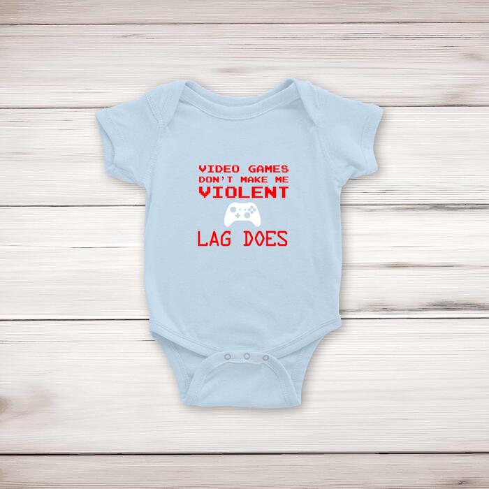 Video Games Don't Make Me Violent Babygrow - Blue, 3-6 Months