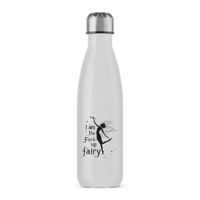I Am The Fuck Up Fairy Water Bottle - Silver Glitter, One