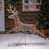 1. 5M Grey Wicker Outdoor Light Up Christmas Leaping Stag With 300 White LEDS
