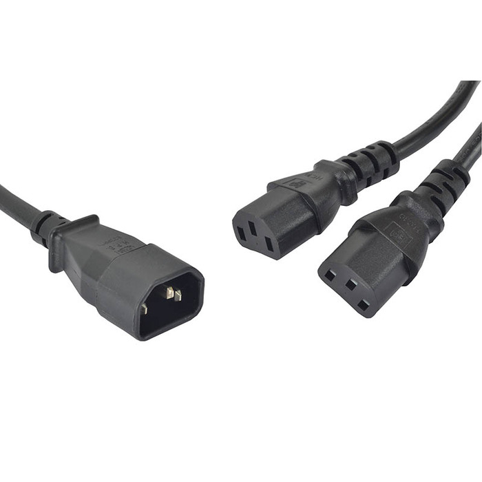 IEC Male to Two IEC Female Splitter 2m