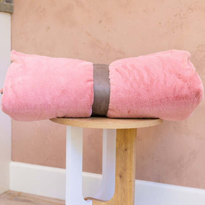 Dog Bed Duvet Cover Two Sizes Faux Fur & Suede Pink Blush - Small - Medium