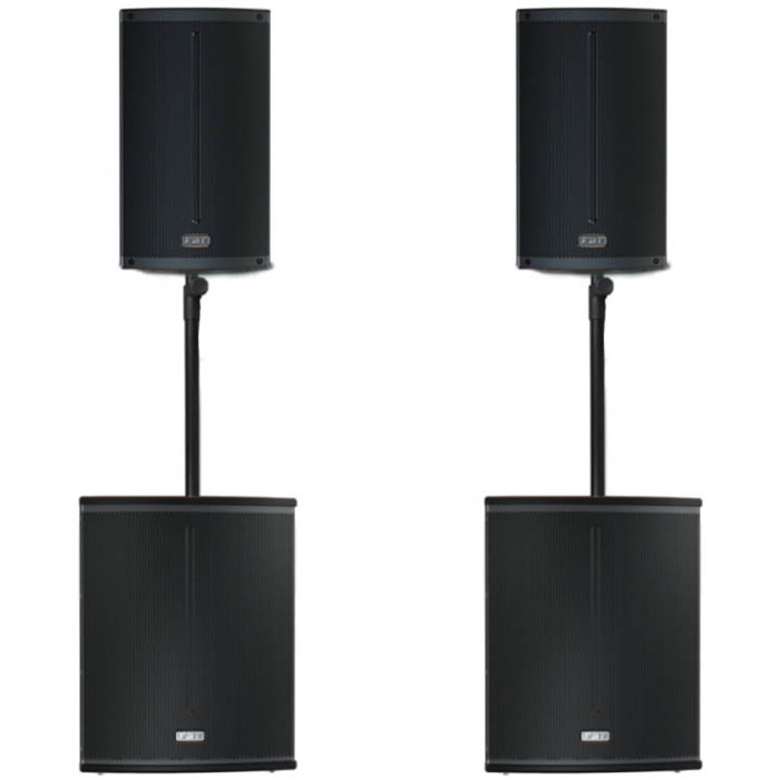 FBT X-Series Active System 5400W XLITE12A x2, X-SUB 115SA x2, Padded Bags and Poles