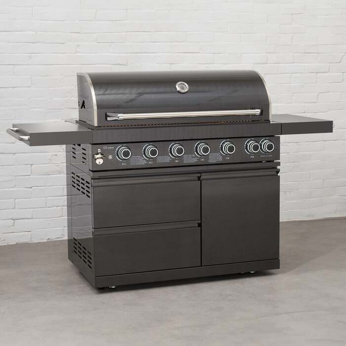 Draco Grills Outdoor Kitchen Black Stainless Steel Side Shelves for 4 & 6 Burner Barbecue