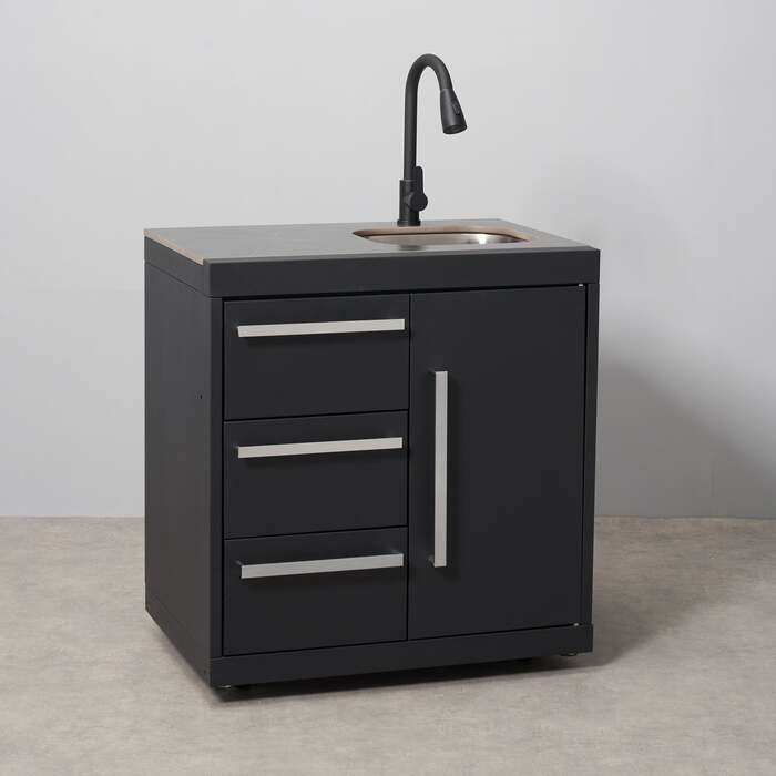 Draco Grills Fusion Outdoor Kitchen Black Sink and 3 Drawer Cabinet with Sintered Stone Top, Mid Feburary 2026