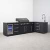 Draco Grills Fusion 6 Burner Black Outdoor Kitchen with Modular Side Burner, Single Fridge, Sink, 90 Degree Corner, Mid March 2026