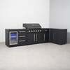 Draco Grills Fusion 6 Burner Black Outdoor Kitchen with Modular Side Burner, Single Fridge, 90 Degree Corner, Double Cupboard, End of February 2026