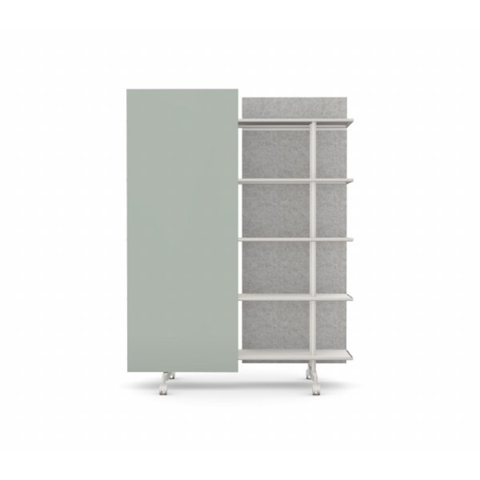 A08 Mobile Shelving Unit with Glass Writing Board