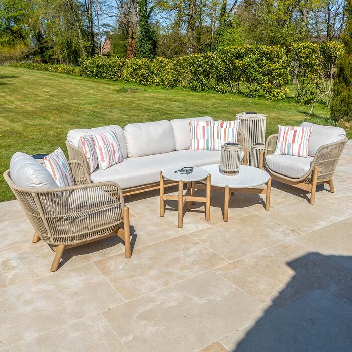 Bracken Outdoors Hampton Acacia Wood and Rope Garden Furniture Lounge Sofa Set with Coffee Tables, Mid March 2026