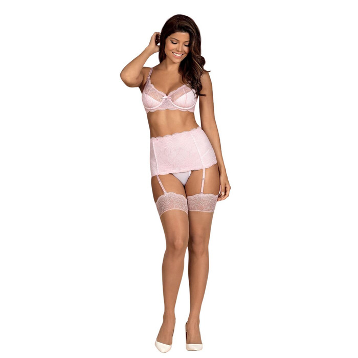 Obsessive Girlly Bra Garter Belt and Thong Set