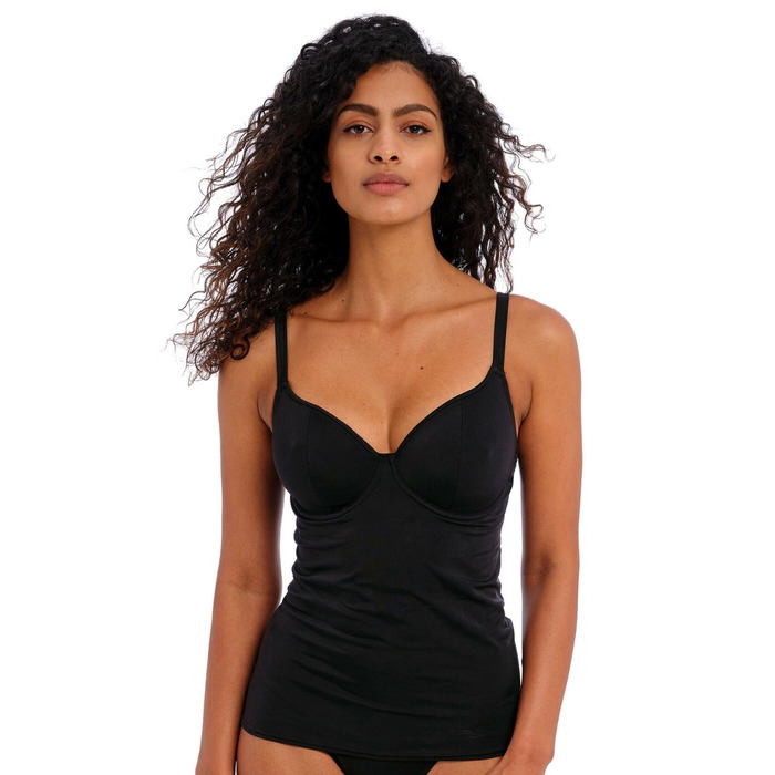 Freya Jewel Cove Underwired Tankini Top - Plain Black - 34GG