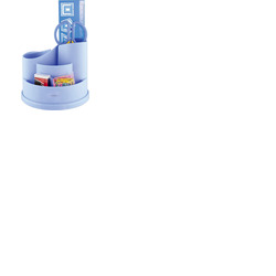 Exerz Desk Organiser with Safety Scissors, Ruler, Eraser, Clips - Blue
