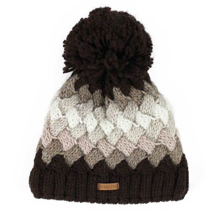 Starling Snake Bobble Beanie Cream/Brown