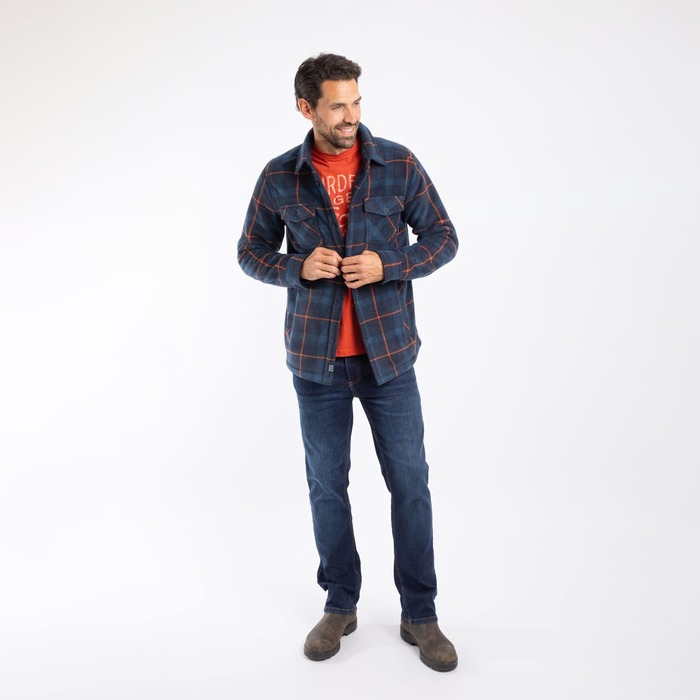 Weird Fish Men's Tyburn Check Fleece Shacket Navy 2XL