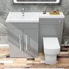 ELEGANT 1100mm Left Hand High Matt Grey Vanity Unit & Back to Wall Toilet Unit with Square Toilet & Basin