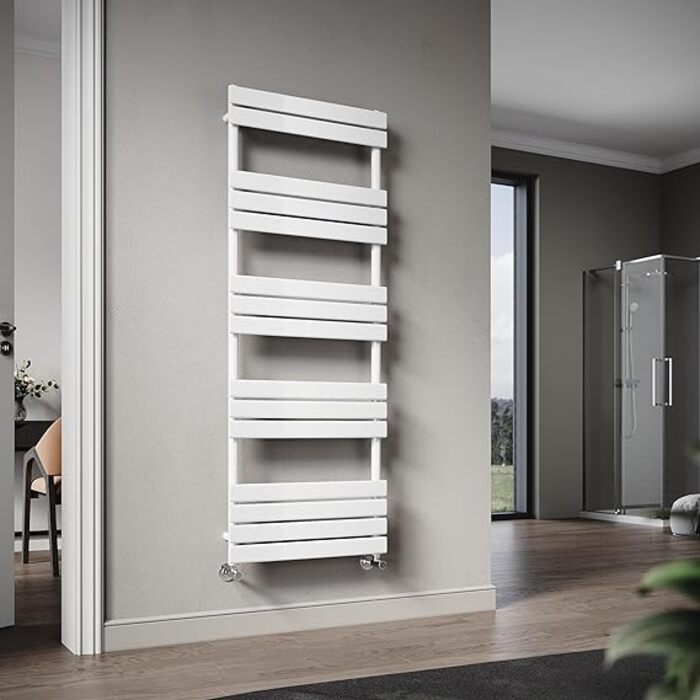 ELEGANT 1600 x 600 mm Flat Panel Heated Towel Rail White Bathroom Ladder Radiator