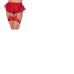 House Of Desire Kiki Lace & Faux Leather Skirted Garter Belt
