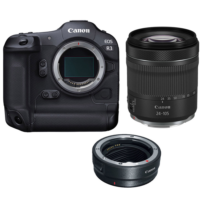 Canon EOS R3 Mirrorless Camera with RF 24-105mm f/4-7. 1 IS STM Lens with EF-EOS R mount adapter