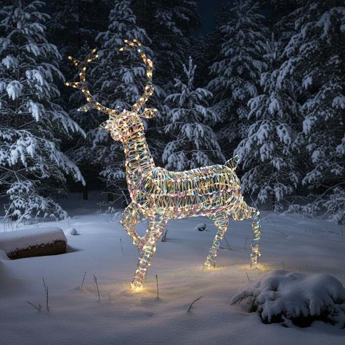 Christmas Reindeer Light - 1. 4M Laser Strip Outdoor Light Up Stag with 330 White LEDs