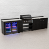 Draco Grills Teak Carbon Line Modular Outdoor Kitchen 4 Burner Black Stainless Steel Barbecue with Double Drawer and Double Fridge Cabinet