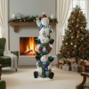 5ft Christmas Joy Snowman Stack with Multicoloured LED Lights
