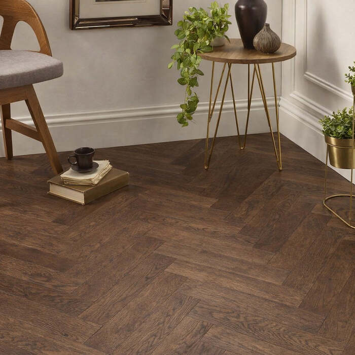 Herringbone Engineered Oak Flooring Settle Coffee Smoked 90mm x 14mm