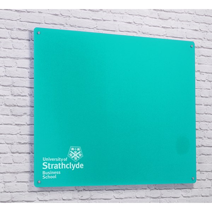 Magnetic Glass Board with your Logo 1800 x 1200mm Turquoise