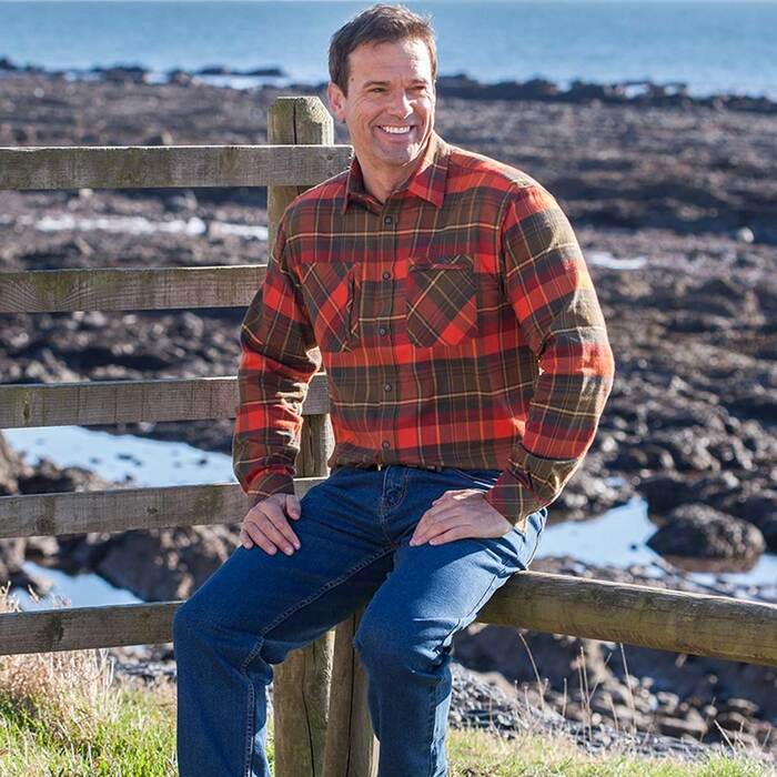 Hoggs of Fife Autumn Luxury Hunting Shirt, 2XL, Green/Orange Check