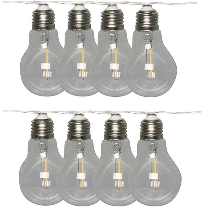 Filament Bulb Style LED String Light - Solar Recharging 3. 8m with 8 Lights