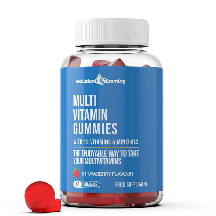 MultiVitamin Gummies with Vitamin A, B, D, C & E - 60 Gummies - 60 Gummies - Strawberry Flavour