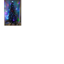 Black Fibre Optic Christmas Tree 2ft to 7ft with Multicoloured LED Lights and Star, 6ft