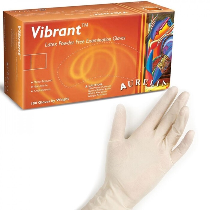 Aurelia Vibrant Powder Free Latex Gloves Small (100)
