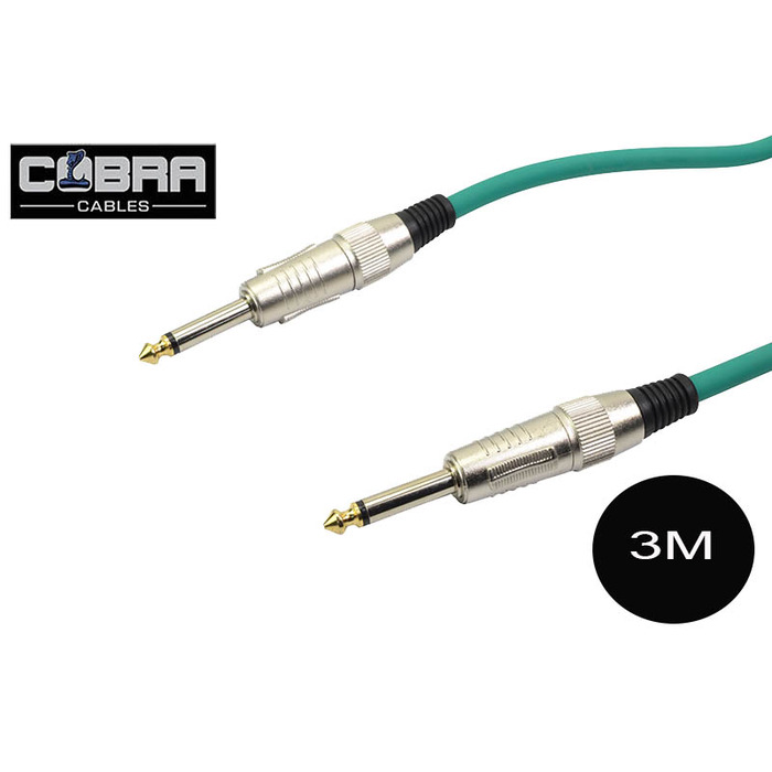 1/4" (6. 35mm) Mono Jack to Jack Cable Green 3m