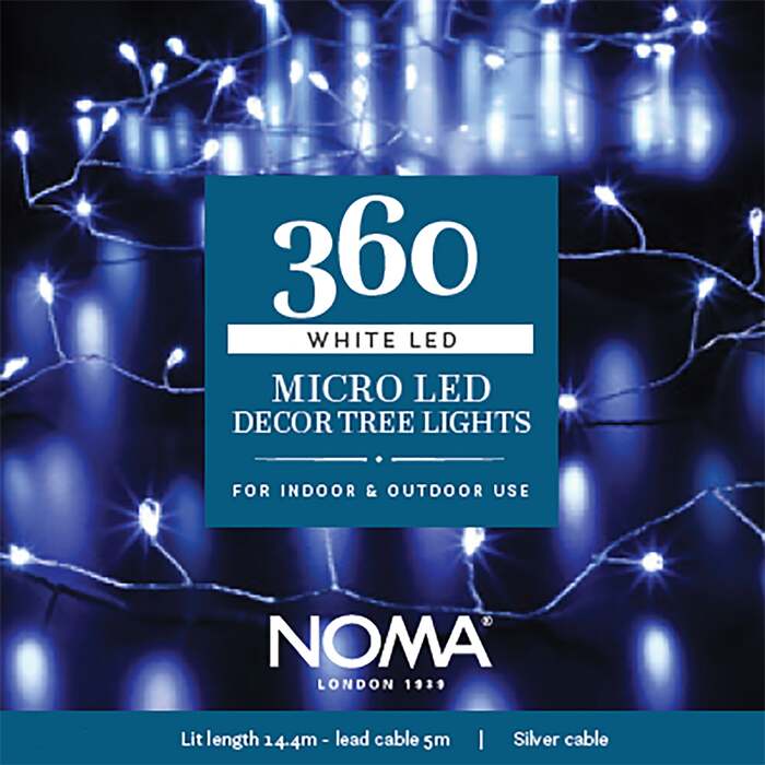 Noma White Micro Decor Christmas Tree Static Lights With Silver Wire - 360, 480, 720, 480 Bulbs