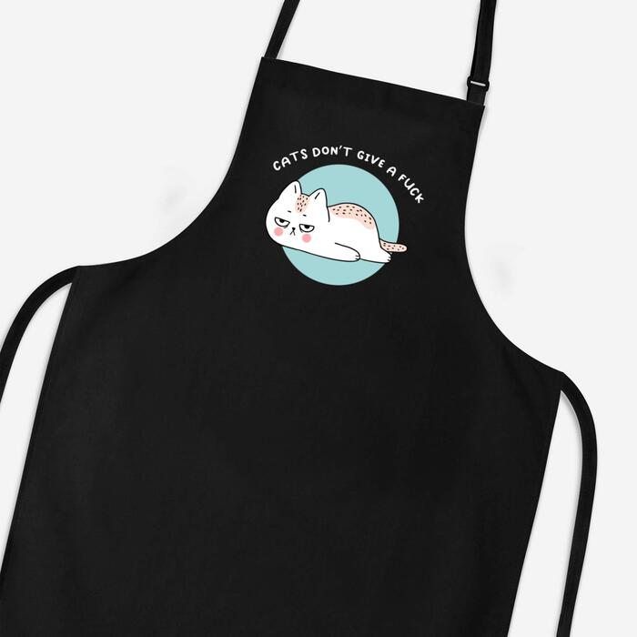Cats Don't Give A Fuck Apron - Black, One