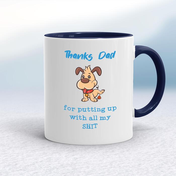 Thanks Dad - All My Shit Mug - White/Navy Blue, 10oz