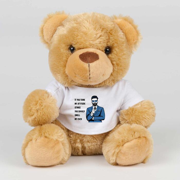 Attitude Stinks Smell My Cock Swear Bear - Brown, Small