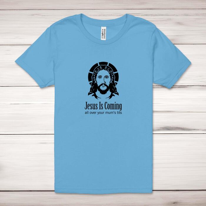 Jesus Is Coming Adult T-Shirt - Ocean Blue, Medium