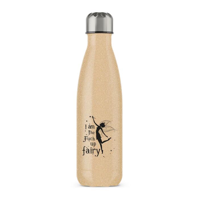 I Am The Fuck Up Fairy Water Bottle - Gold Glitter, One