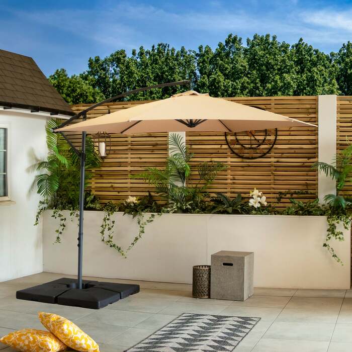 Bracken Outdoors Siena Sand 3m Round Banana Cantilever Parasol