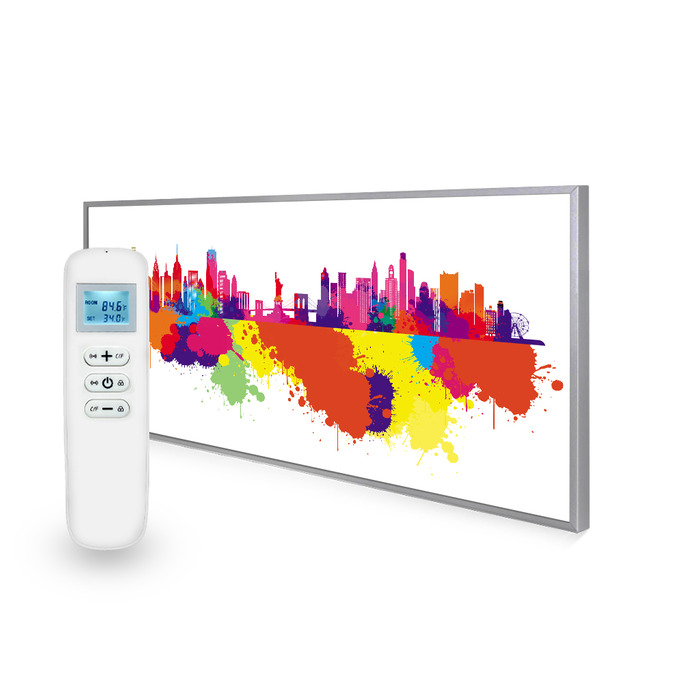 595x1195 New York Skyline Splash Image Nexus Wi-Fi Infrared Heating Panel 700W - Electric Wall Panel Heater